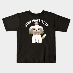 Stay Pawsitive Shih Tzu Kids T-Shirt